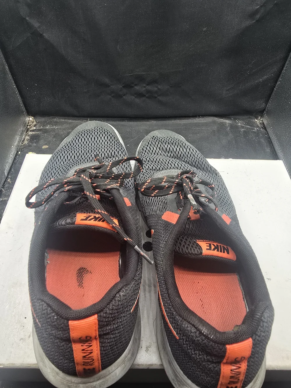 Nike Black and‎ Orange Low-Top Mesh Sneakers